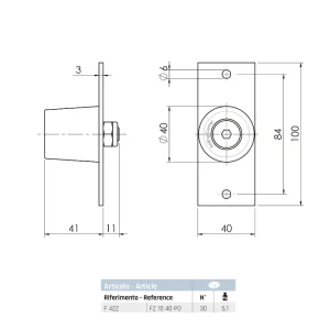f42 z 40mm gate travel stop with fixing plate to be bolted to wallpillar