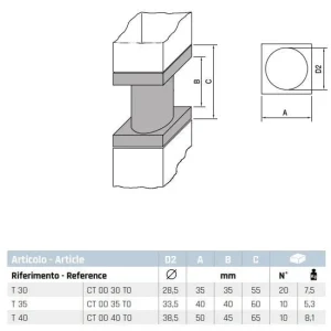 t30 upright gate joint pin for 35mm box section