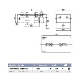 sliding gate top roller guide | 2 rgz plate with 2 rollers