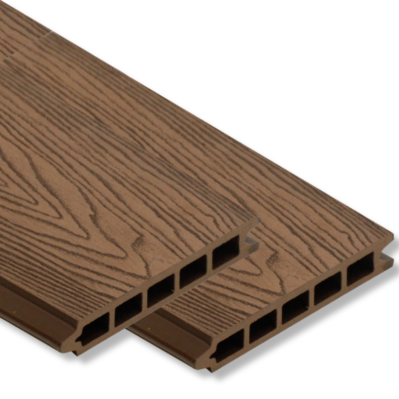 brown woodgrain t&g composite fencing board | embossed double sided pattern