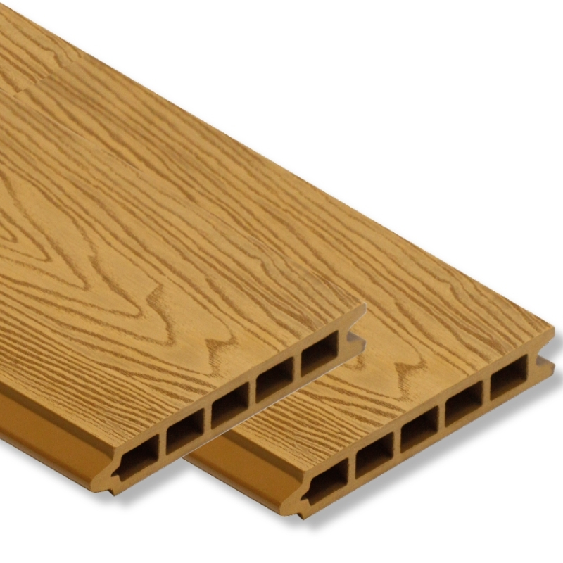 brown woodgrain t&g composite fencing board | embossed double sided pattern