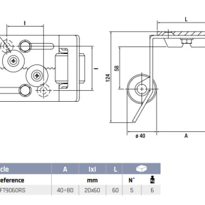 50 rp adjustable top meeting point with removable rollers 40 80mm
